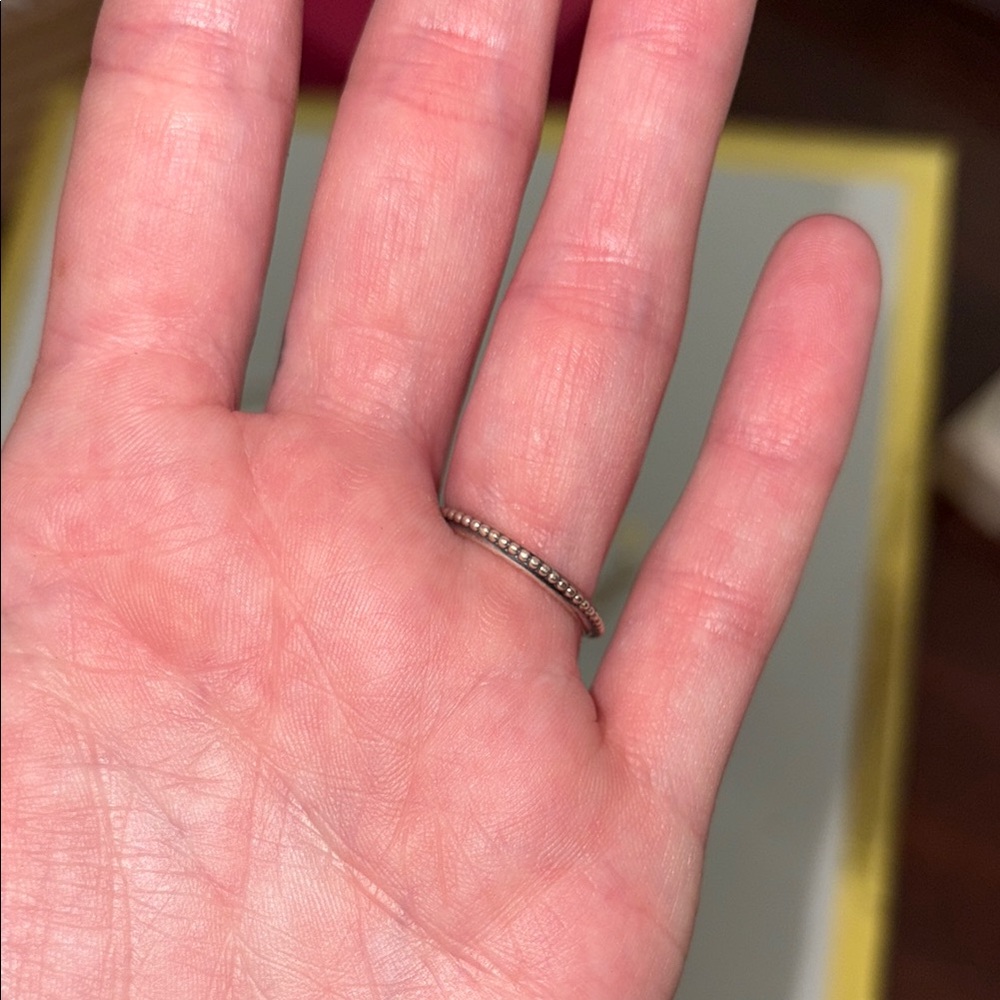 Pandora Beaded Silver Heart Ring - Picture 3 of 4